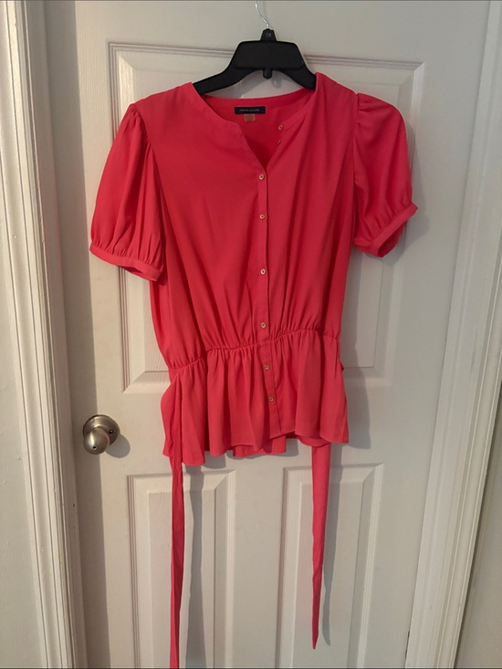 Tommy Hilfiger Tops - Tommy Hilfiger Coral Pink Short-Sleeve Tie-Waist Peplum Top